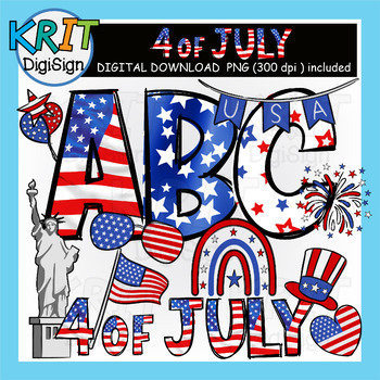 Preview of 4th of July Alphabet Letter and Clipart Bundle