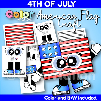 Preview of  American Flag Craft 4th of July Patriotic Activities US Symbols President's Day