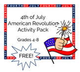 4th of July American Revolution Activity Pack Grades 4-8