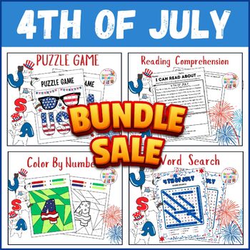 Fourth of july BUNDLE Activity Worksheets / Independence Day Activity