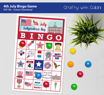 Preview of 4th of July Bingo & Memory Game, Patriotic Themed Bingo Game Printable
