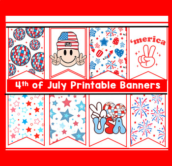 Preview of 4th of July Bunting Banner, Fourth of July Banner, Patriotic Banner
