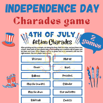 Preview of 4th of July Charades game brain breaks Classroom Management Activities primary
