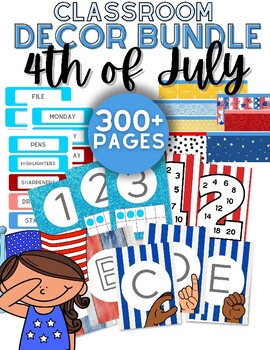 Preview of 4th of July Classroom Decor Bundle - Posters, Bulletin Board Decor, and MORE!