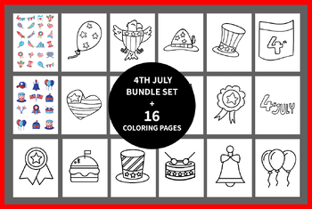 Preview of 4th of July Clipart - 16 coloring pages - Independence Day - Patriotic Clipart