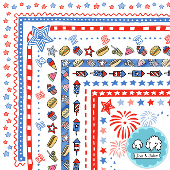 Preview of 4th of July Clipart Borders - Fourth of July, Veterans Day, Election Clip Art