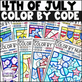 4th of July Color by Code - 4th of July Color by Number - 