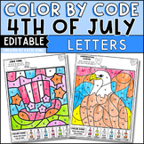 4th of July Color by Letter Color by Code Editable