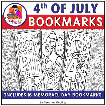 Preview of 4th of July Coloring Bookmarks for Preschool/Pre-K | July Coloring Bookmarks