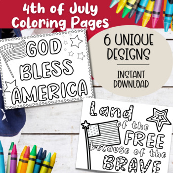 4th of July Coloring Sheets - Coloring Pages for July 4th | TPT