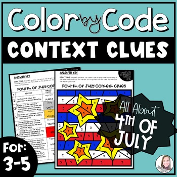 Preview of 4th of July Context Clues Color by Number Activity