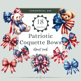 4th of July Coquette Bows, 4th of July Clipart, Independen