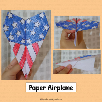 Preview of 4th of July Craft Paper Airplane Template American Flag Patriotic Holidays Art