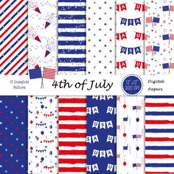 Preview of 4th of July Digital Paper Pack