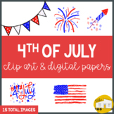 America 4th of July Digital Papers + Clip Art - Personal &