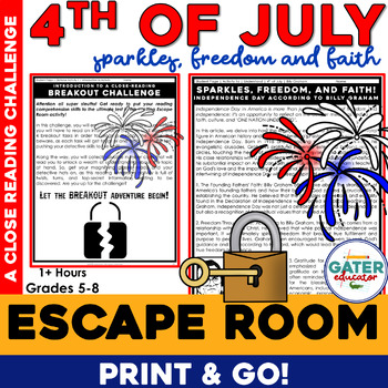 Preview of 4th of July Escape Room | Bible Lesson Kids | Sunday School Lessons