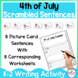 4th of July FUN Sentence Building Writing Center Activity