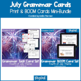 4th of July Grammar Print Task Cards and BOOM Cards BUNDLE
