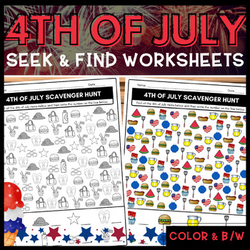 4th of July Independence Day Scavenger Hunt Seek and Find Printable and ...