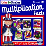 4th of July Math Multiplication Facts Color By Number