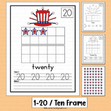 4th of July Math Ten Frame Patriotic Holidays Counting 1-1