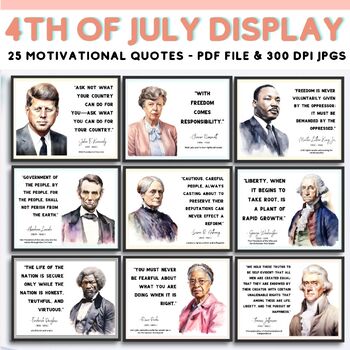 Preview of 4th of July Memorial Day Independence Day Bulletin Board Quotes Posters