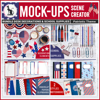 Preview of 4th of July Movable Mockup School Supplies and Desk Decorations | Mini Bundle 11