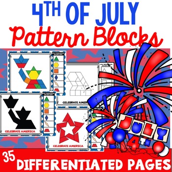 Preview of 4th of July Pattern Block Activities Mats American