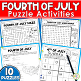 4th of July Puzzles Word Search Crossword Activities Early