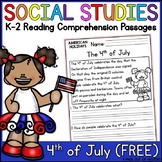 4th of July Reading Comprehension Passage K-2 Social Studies