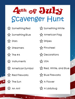 4th Of July Scavenger Hunt Editable By Erin Thomson S Primary Printables