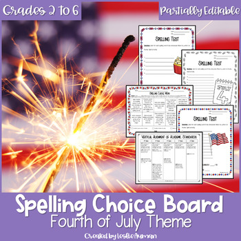Preview of EDITABLE 4th of July Spelling Choice Board