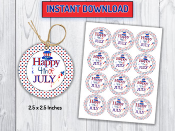 Download 4th Of July Sticker Labels Patriotic Round Cards Circle Favors Tag Ideas