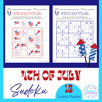 Preview of 4th of July Sudoku Puzzles (Picture, Cut-and-Paste, Easy, Hard)