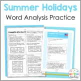 4th of July Summer Word Analysis Worksheets (SOL 4.4) Prin