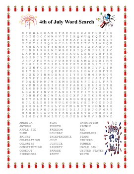 4th of july word search harder 30 words by twin business