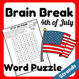 4th of July Themed Word Puzzle Brain Break Activity