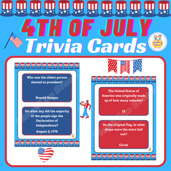 Preview of 4th of July Trivia Cards Fourth of July Trivia Questions Activity