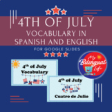 4th of July Vocabulary Flash Cards in English and Spanish 