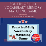 4th of July - English Vocabulary Memory Matching Game for 