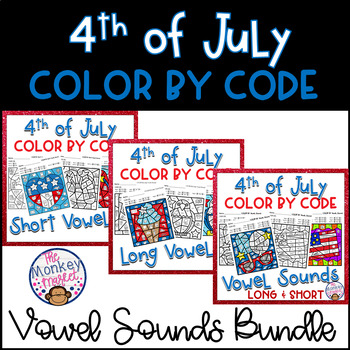 Preview of 4th of July Phonics Color by Code Worksheets