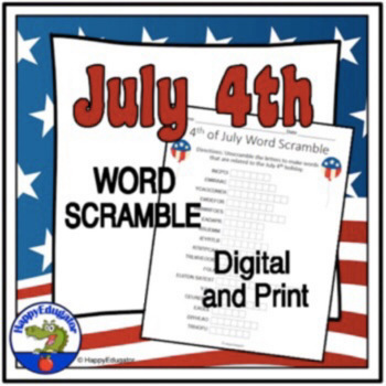 Preview of 4th of July Word Scramble with Easel Activity