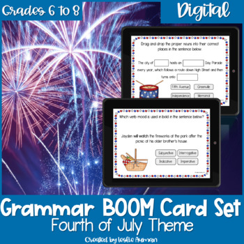 Preview of 4th of July and Summer Grammar BOOM Cards