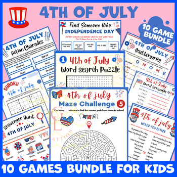 Preview of 4th of July independent activities BUNDLE word logic puzzle game middle 5th 6th