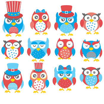Preview of 4th of July owl clipart
