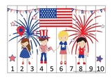 4th of July themed Number Sequence Puzzle 1-10 preschool l