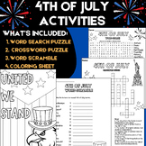 Independence Day- 4th of July Activities | Word Search, Cr