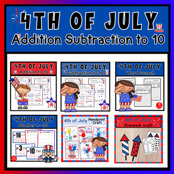Preview of 4th of july Bundle - Craft and Activities worksheets math /Memorial Day