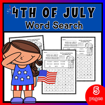 Preview of 4th of july Word Search - Worksheet Activity