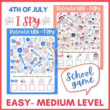 Preview of 4th of july independence I Spy Counting mental math game Phonic activities 5th